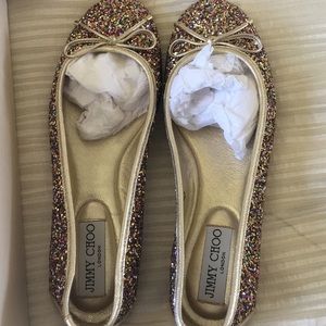 Authentic Jimmy Choo glitter ballet flats
